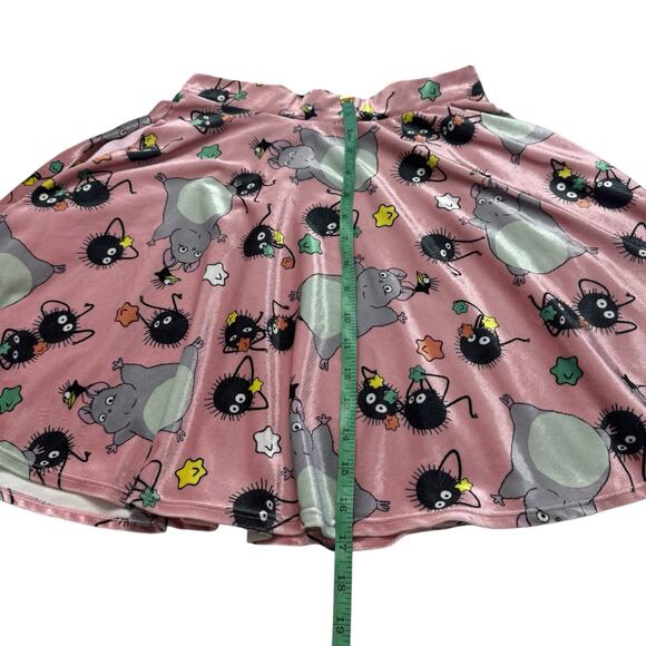 Vintage Spirited Away Studio Ghibli Pink Velvet Print Skater Skirt Size Small - Picture 9 of 9